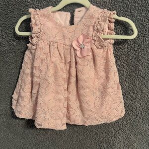 Pink Lace Baby Dress with Flower Accent